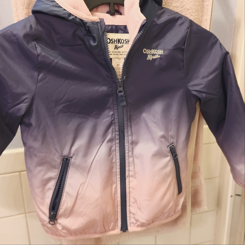 OshKosh Ombre Pink Blue Purple Windbreaker Sz 4T EUC